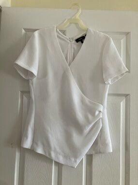 THEORY Karlista wrap-effect textured top size P